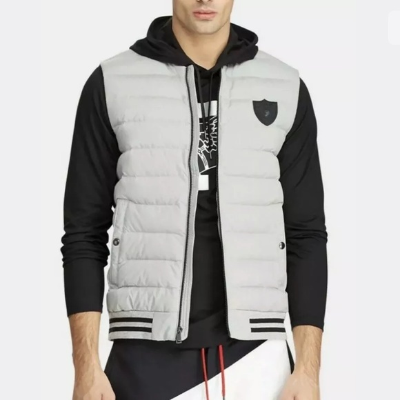 polo ralph lauren black hybrid hooded puffa jacket